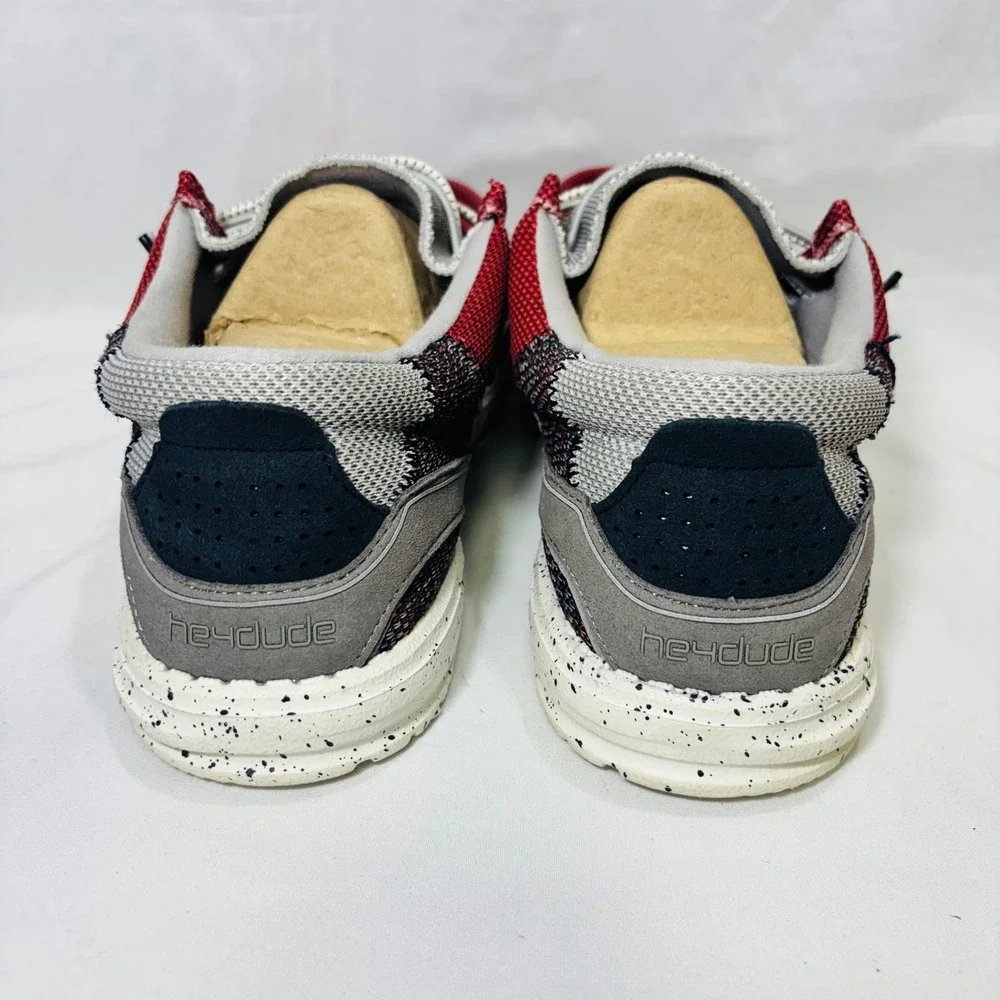 Men's Hey Dude Wally Mesh Slip-On Shoes Red/Grey Speckled Sole New